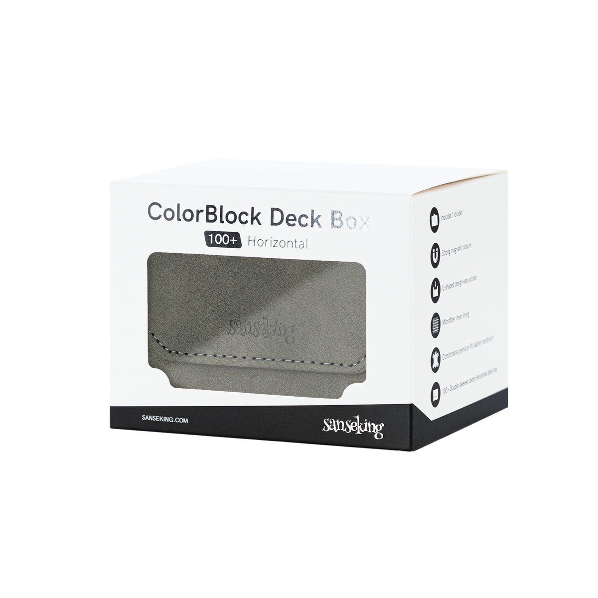 Horizontal Color-Block Pu Deck Box Greyish-green with 1 Divider
