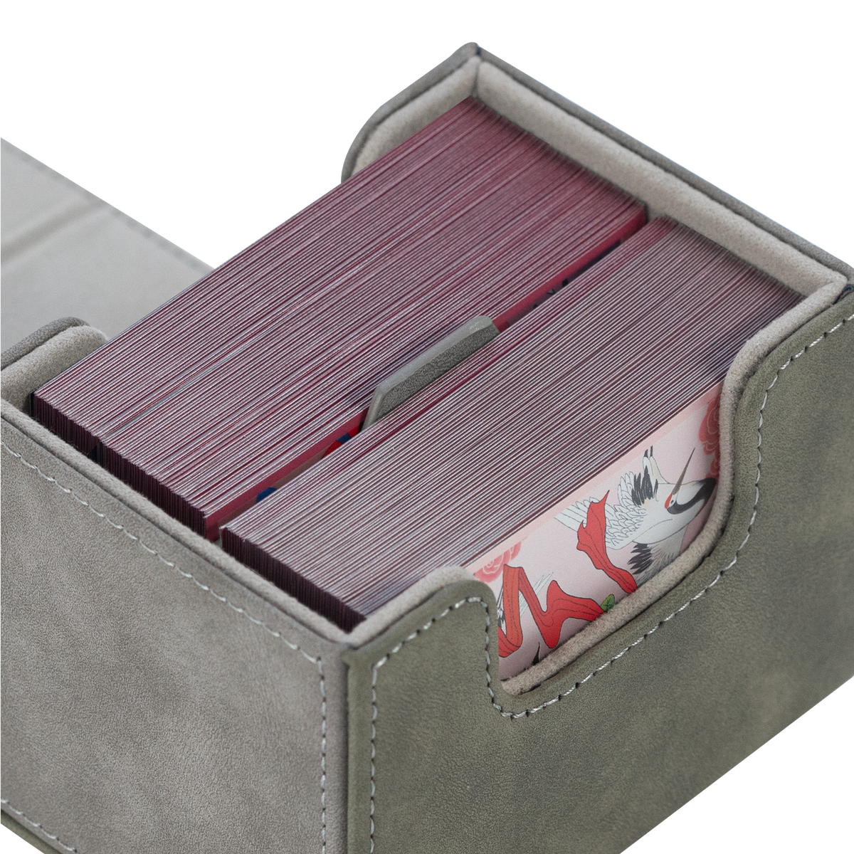Horizontal Color-Block Pu Deck Box Greyish-green with 1 Divider