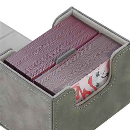 Horizontal Color-Block Pu Deck Box Greyish-green with 1 Divider