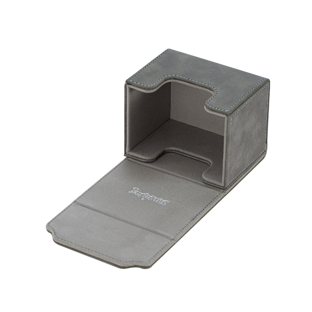 Horizontal Color-Block Pu Deck Box Greyish-green with 1 Divider