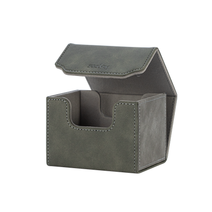 Horizontal Color-Block Pu Deck Box Greyish-green with 1 Divider