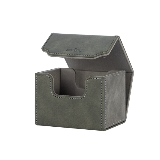 Horizontal Color-Block Pu Deck Box Greyish-green with 1 Divider
