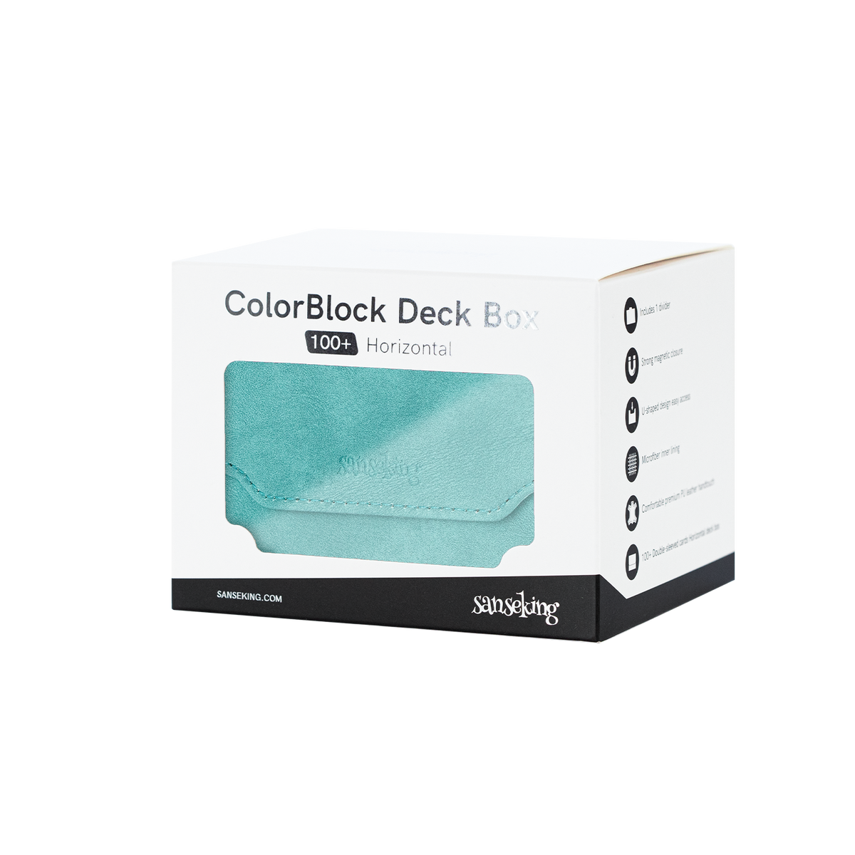 Horizontal Color-Block Pu Deck Box Mint Green with 1 Divider