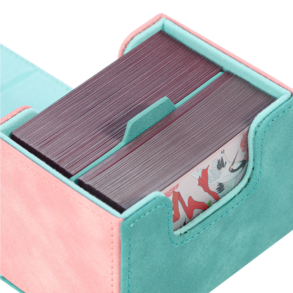 Horizontal Color-Block Pu Deck Box Mint Green with 1 Divider