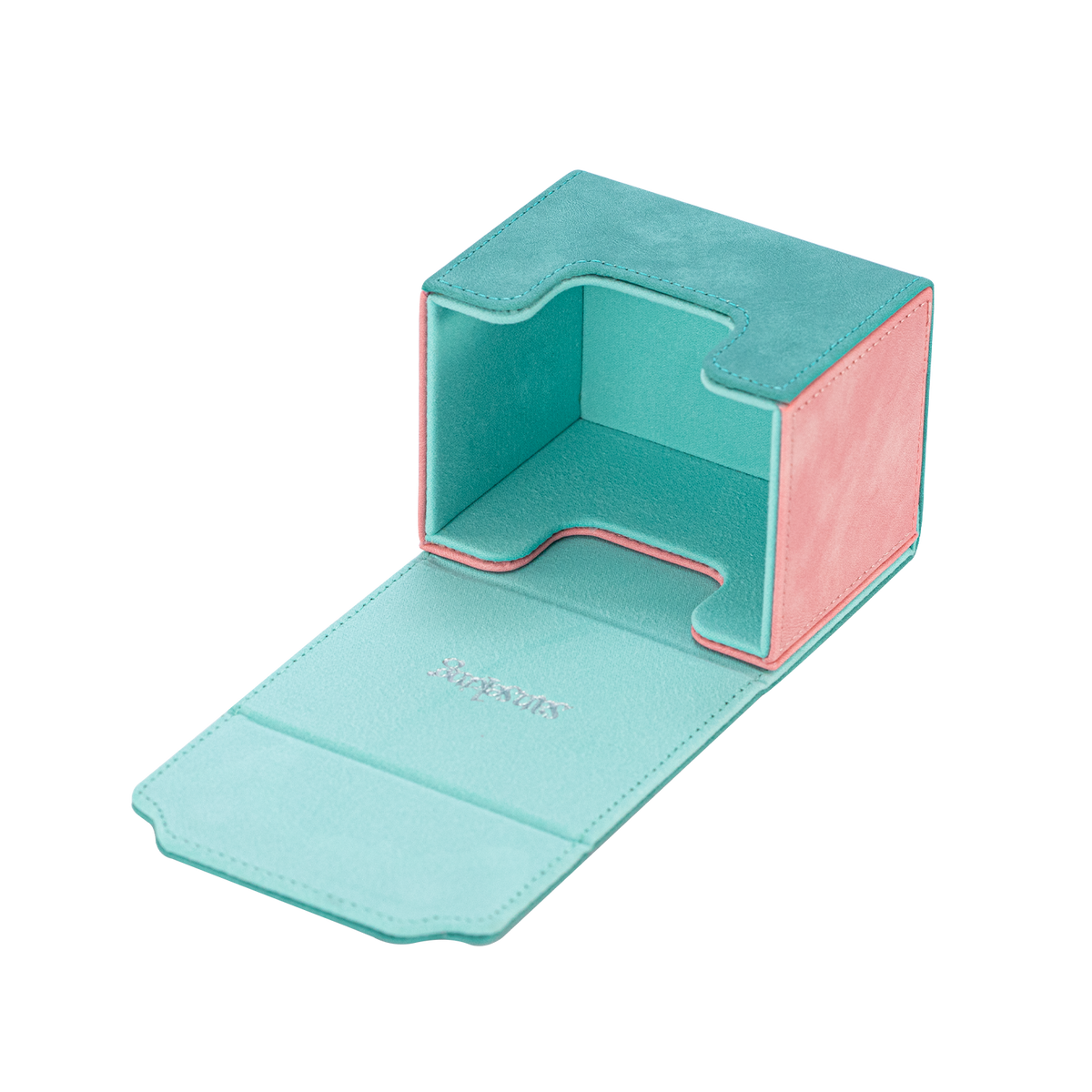 Horizontal Color-Block Pu Deck Box Mint Green with 1 Divider