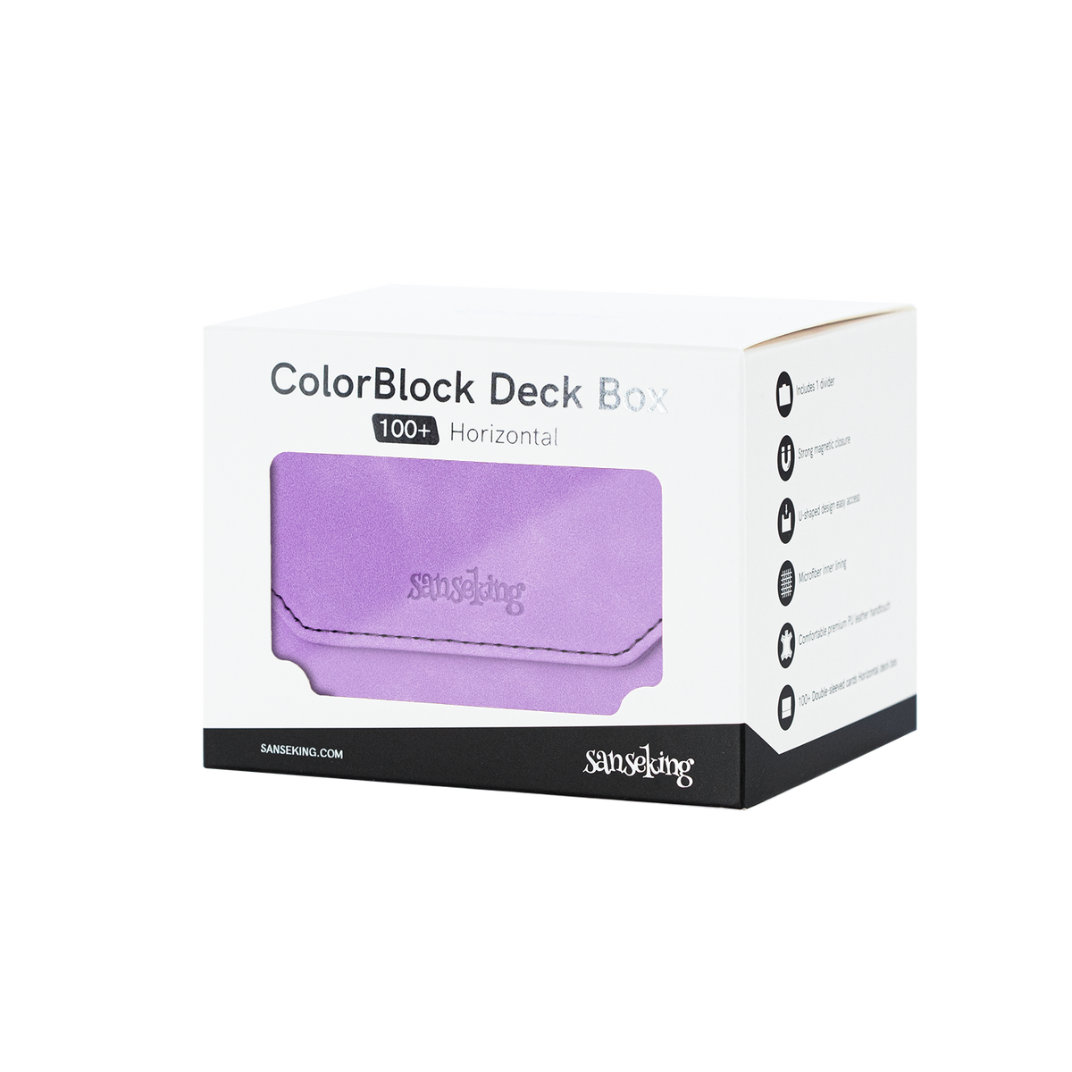 Horizontal Color-Block Pu Deck Box Purple with 1 Divider