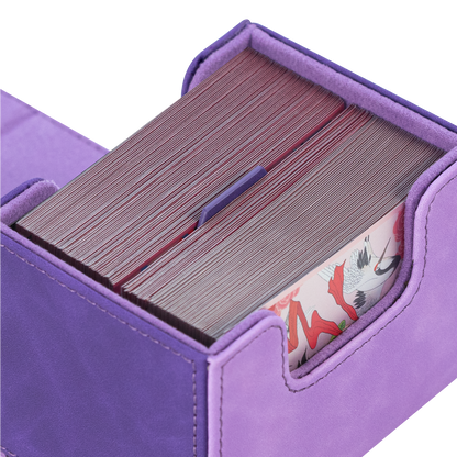 Horizontal Color-Block Pu Deck Box Purple with 1 Divider