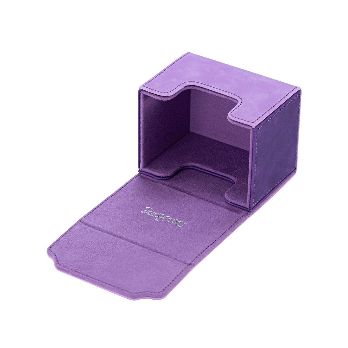 Horizontal Color-Block Pu Deck Box Purple with 1 Divider