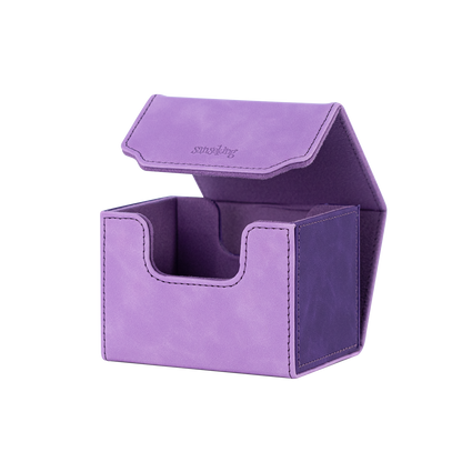 Horizontal Color-Block Pu Deck Box Purple with 1 Divider