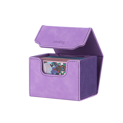Horizontal Color-Block Pu Deck Box Purple with 1 Divider