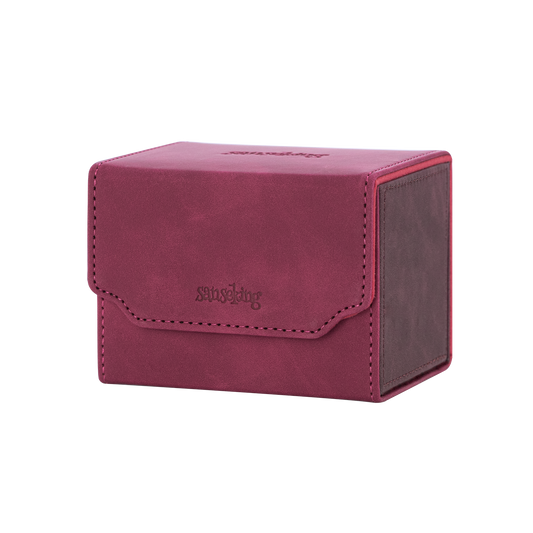 Horizontal Color-Block Pu Deck Box Red with 1 Divider