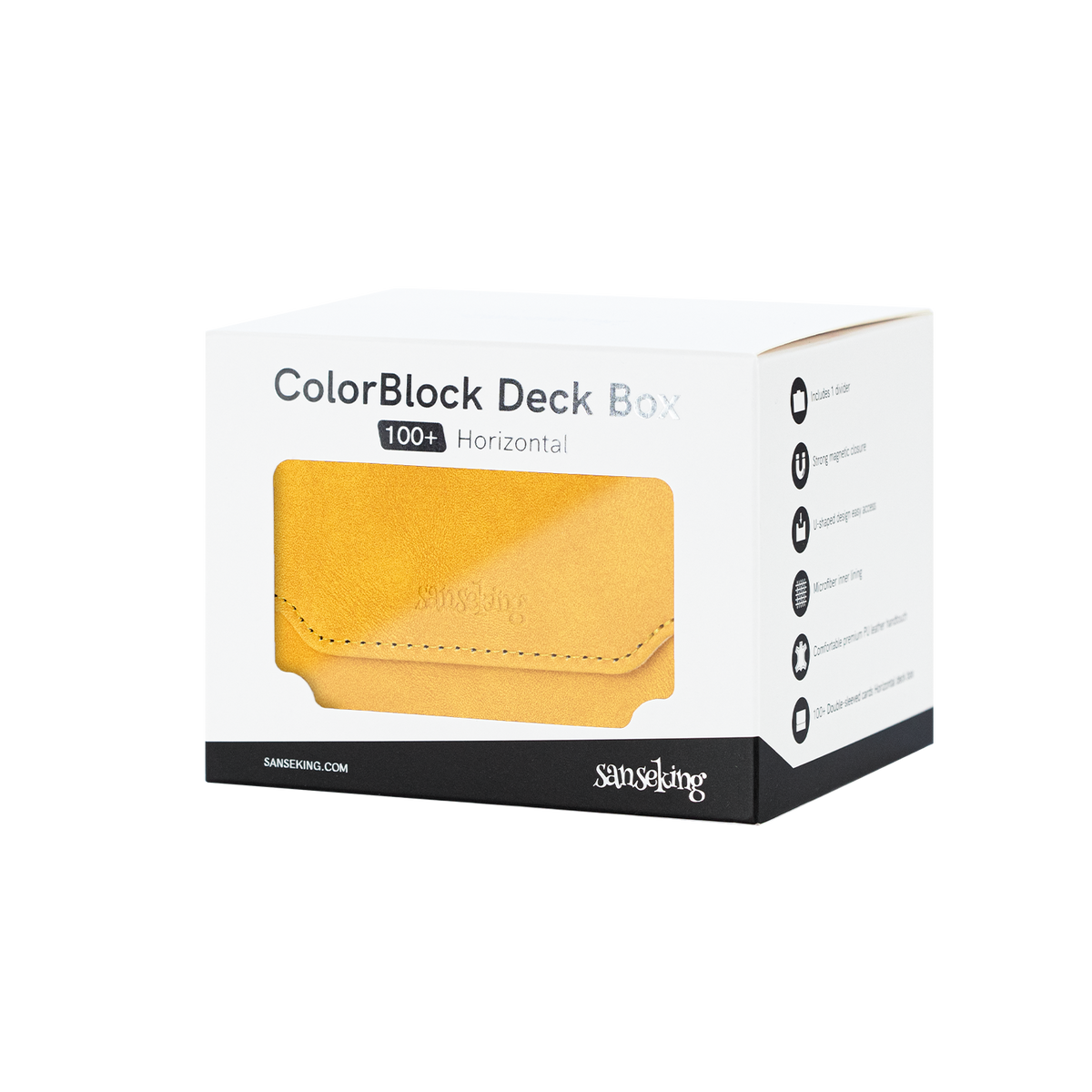 Horizontal Color-Block Pu Deck Box Yellow with 1 Divider