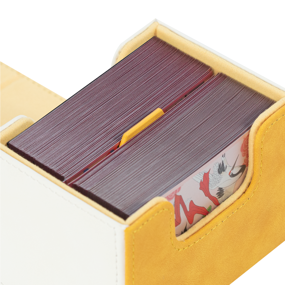 Horizontal Color-Block Pu Deck Box Yellow with 1 Divider