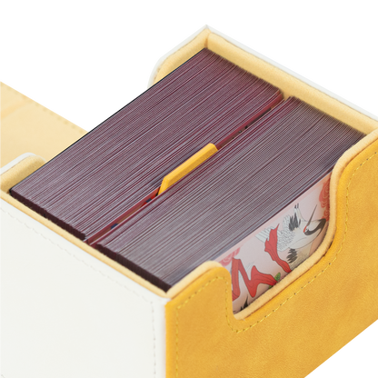 Horizontal Color-Block Pu Deck Box Yellow with 1 Divider