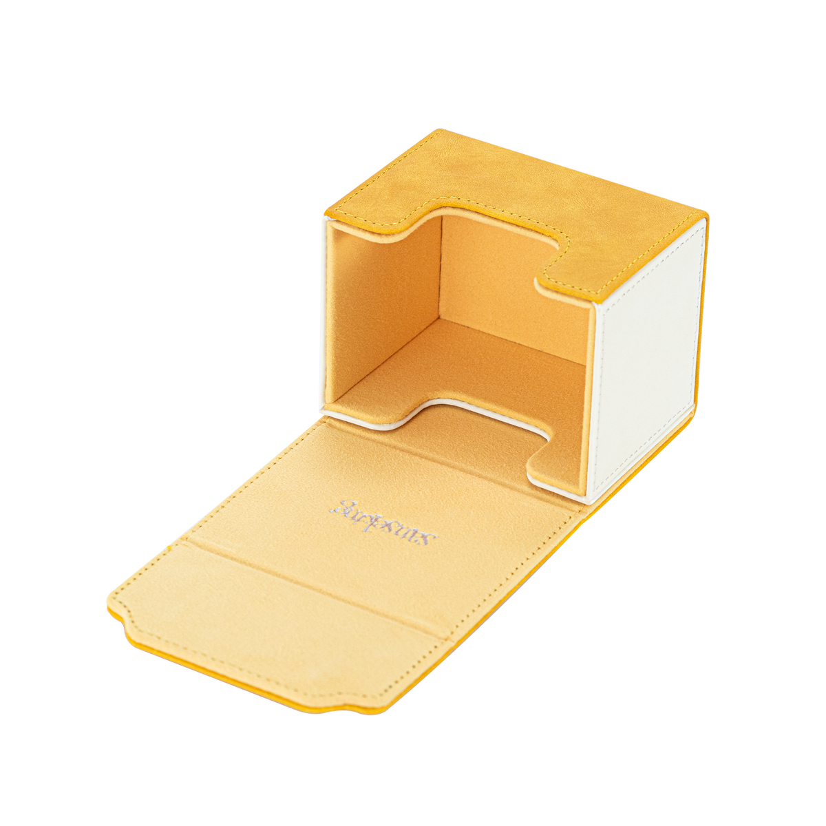 Horizontal Color-Block Pu Deck Box Yellow with 1 Divider
