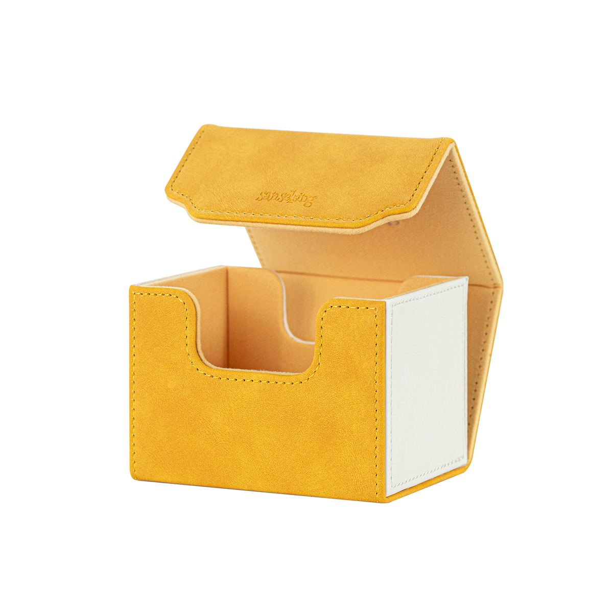 Horizontal Color-Block Pu Deck Box Yellow with 1 Divider