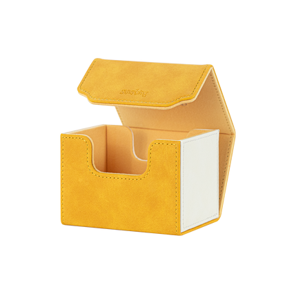 Horizontal Color-Block Pu Deck Box Yellow with 1 Divider