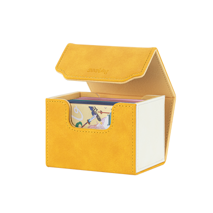 Horizontal Color-Block Pu Deck Box Yellow with 1 Divider