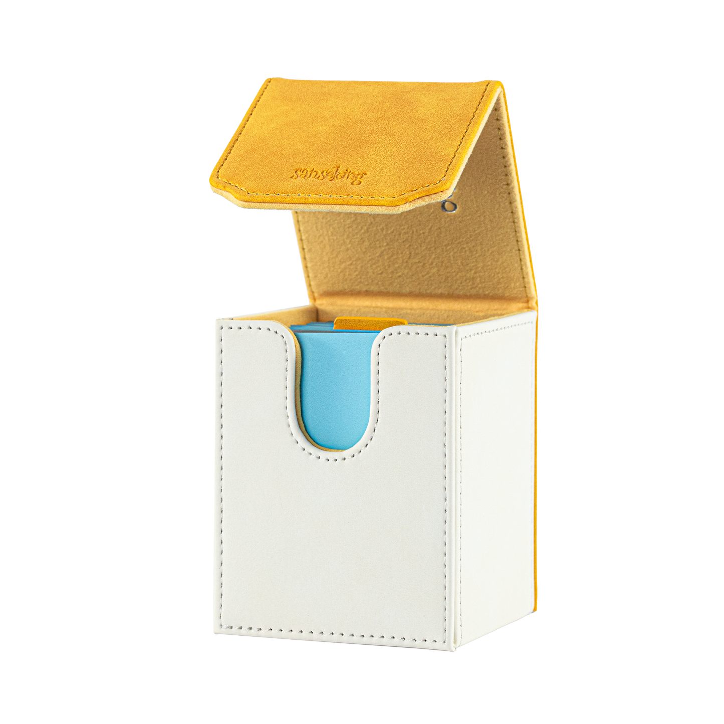 Color-Block Pu Deck Box Yellow with 1 Divider