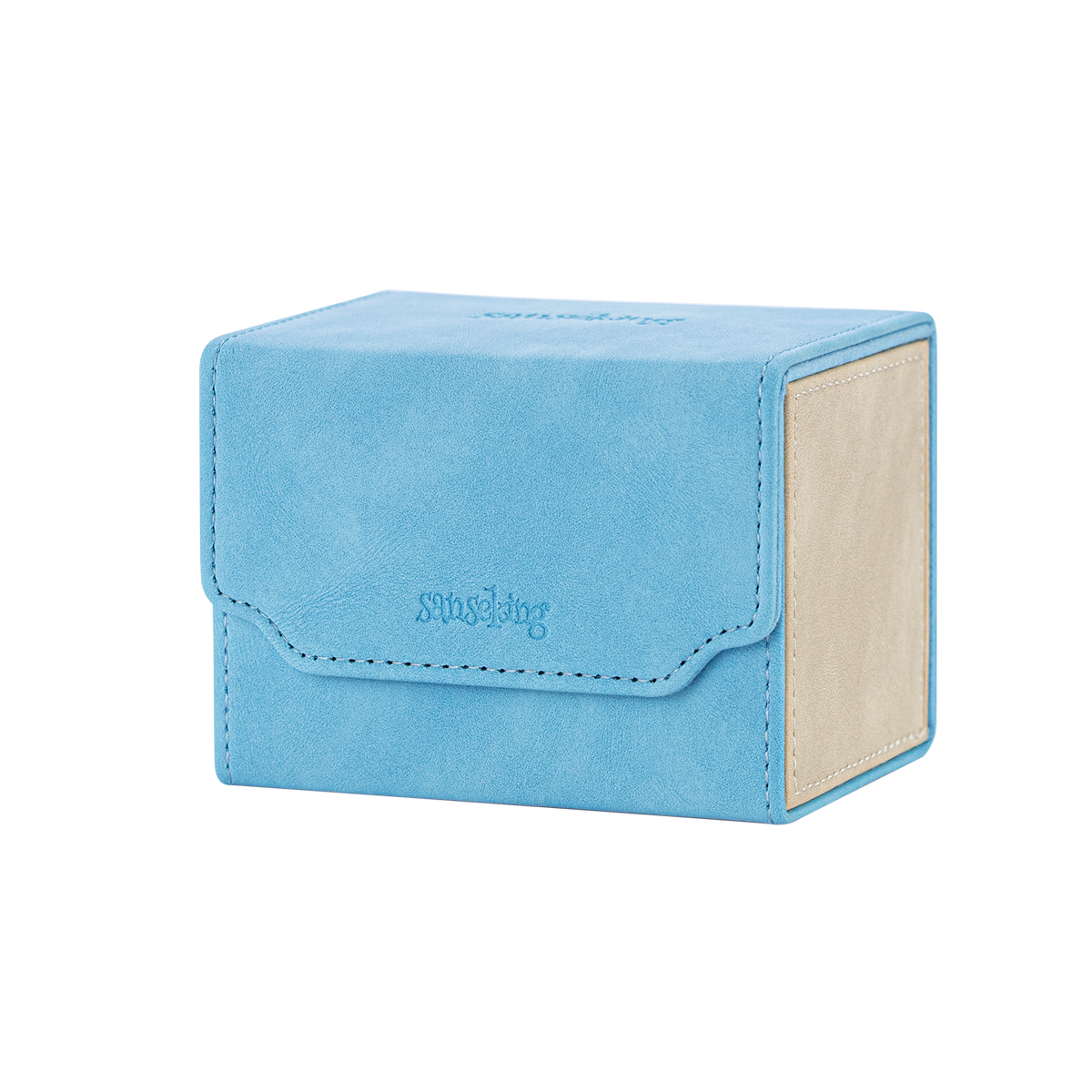 Horizontal Color-Block Pu Deck Box Blue with 1 Divider