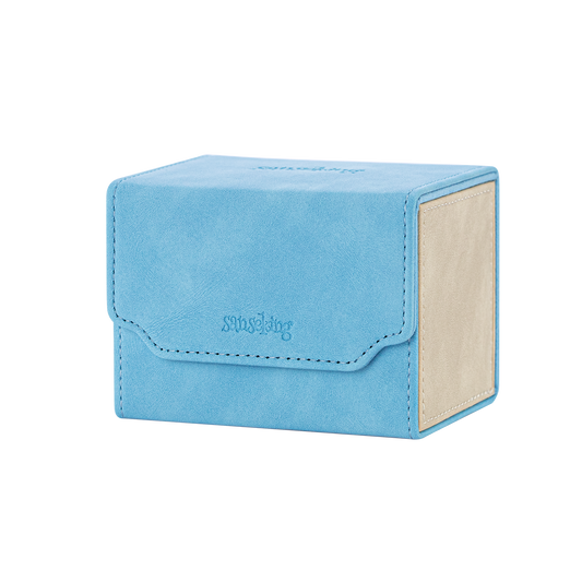 Horizontal Color-Block Pu Deck Box Blue with 1 Divider