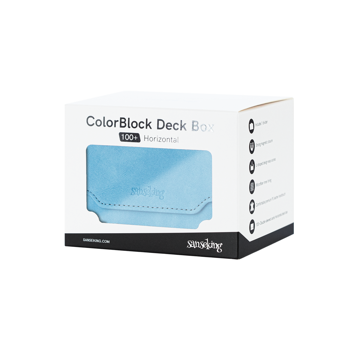 Horizontal Color-Block Pu Deck Box Blue with 1 Divider