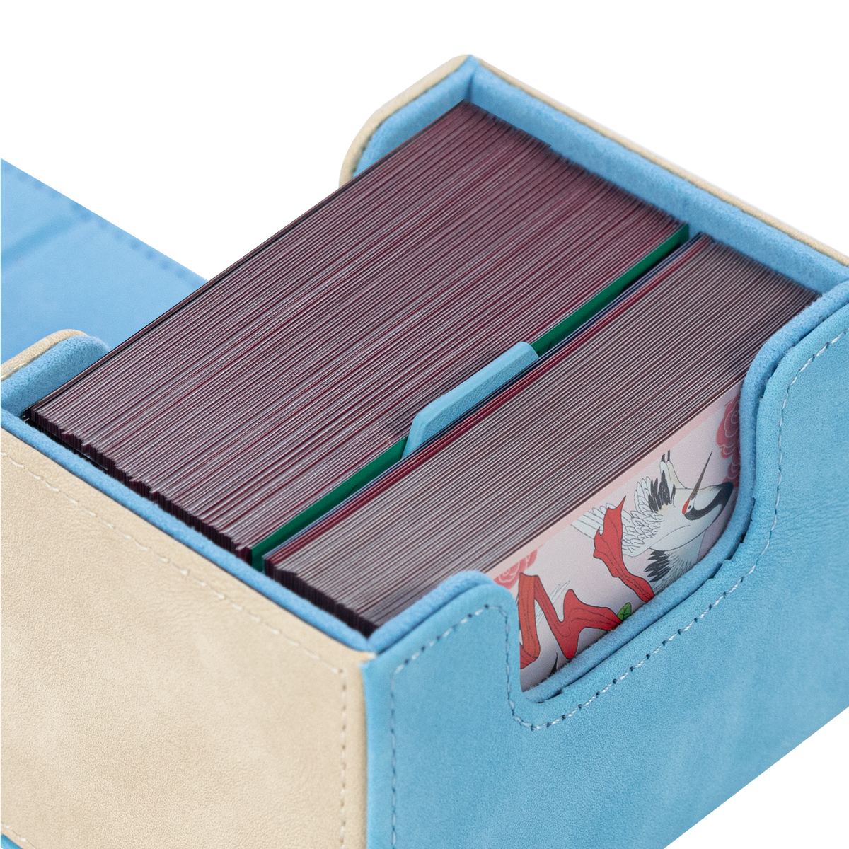 Horizontal Color-Block Pu Deck Box Blue with 1 Divider