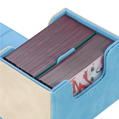 Horizontal Color-Block Pu Deck Box Blue with 1 Divider