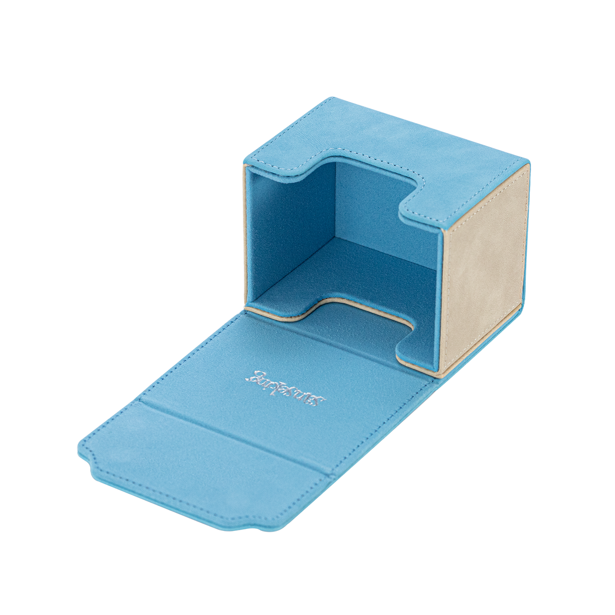 Horizontal Color-Block Pu Deck Box Blue with 1 Divider