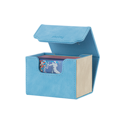 Horizontal Color-Block Pu Deck Box Blue with 1 Divider
