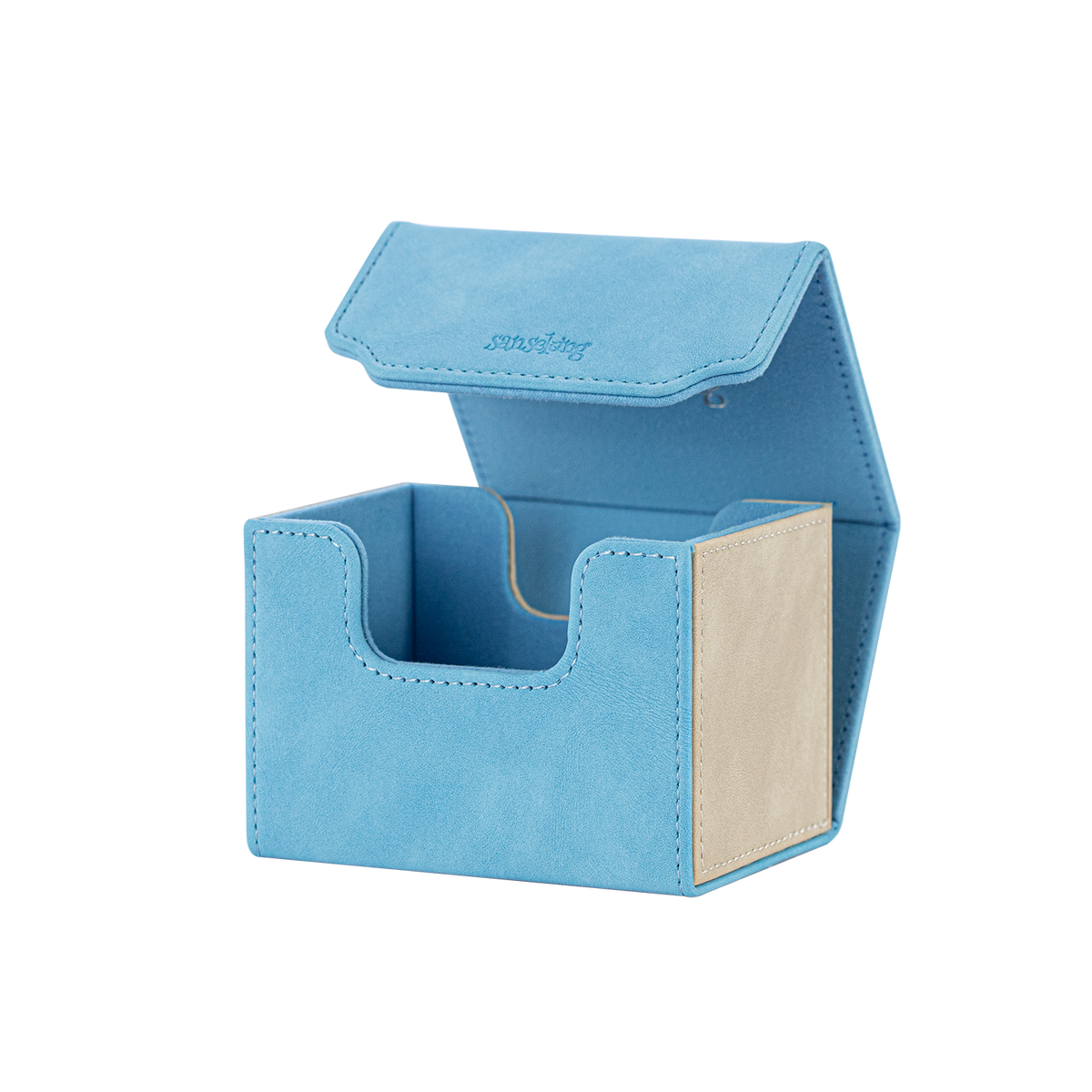 Horizontal Color-Block Pu Deck Box Blue with 1 Divider