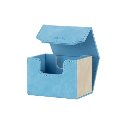 Horizontal Color-Block Pu Deck Box Blue with 1 Divider