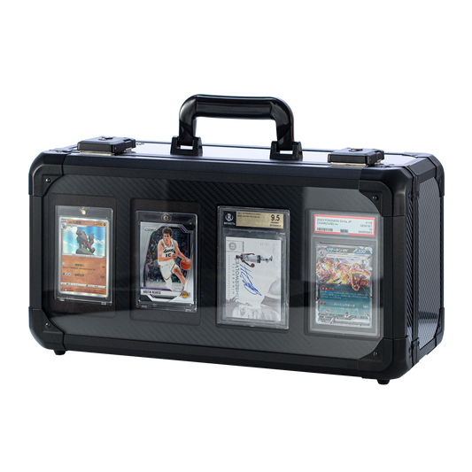 Carbon Fiber Graded Card Storage Box (4-Compartments) – retail packaging, view 1