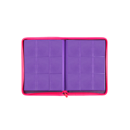 Classeur Coral Binder Series - Fermeture éclair en cuir PU, 9 poches, violet corail