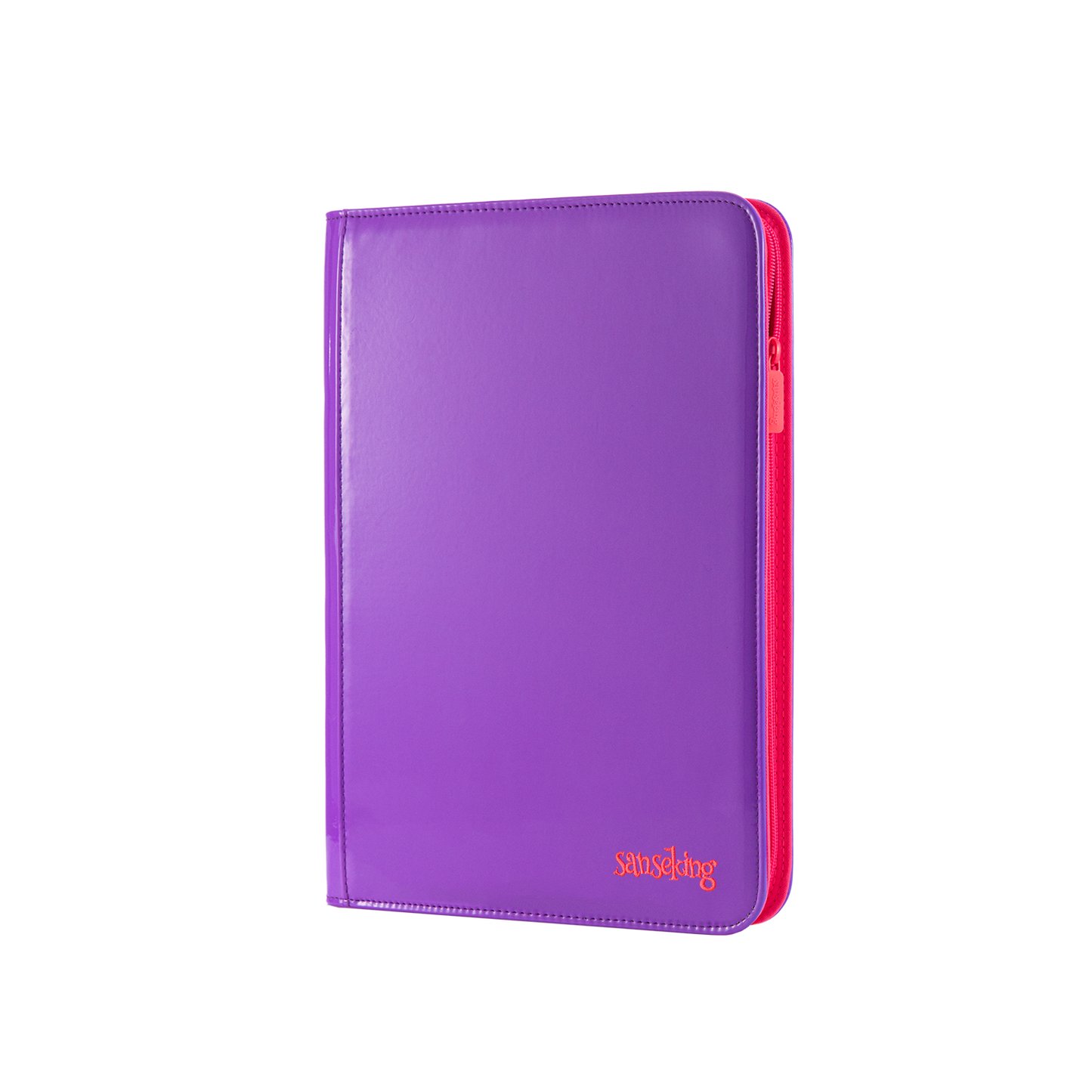 Classeur Coral Binder Series - Fermeture éclair en cuir PU, 9 poches, violet corail
