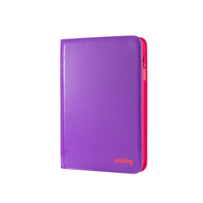 Classeur Coral Binder Series - Fermeture éclair en cuir PU, 9 poches, violet corail