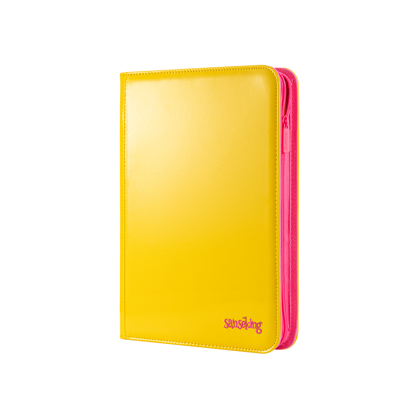 Classeur Coral Binder Series en cuir PU avec fermeture éclair, 9 poches, jaune corail
