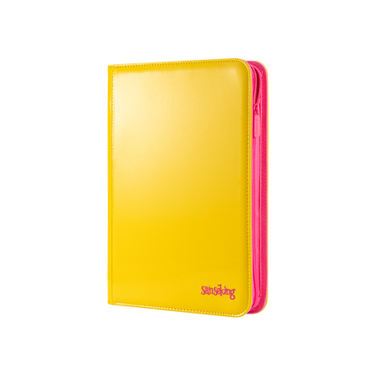 Classeur Coral Binder Series en cuir PU avec fermeture éclair, 9 poches, jaune corail