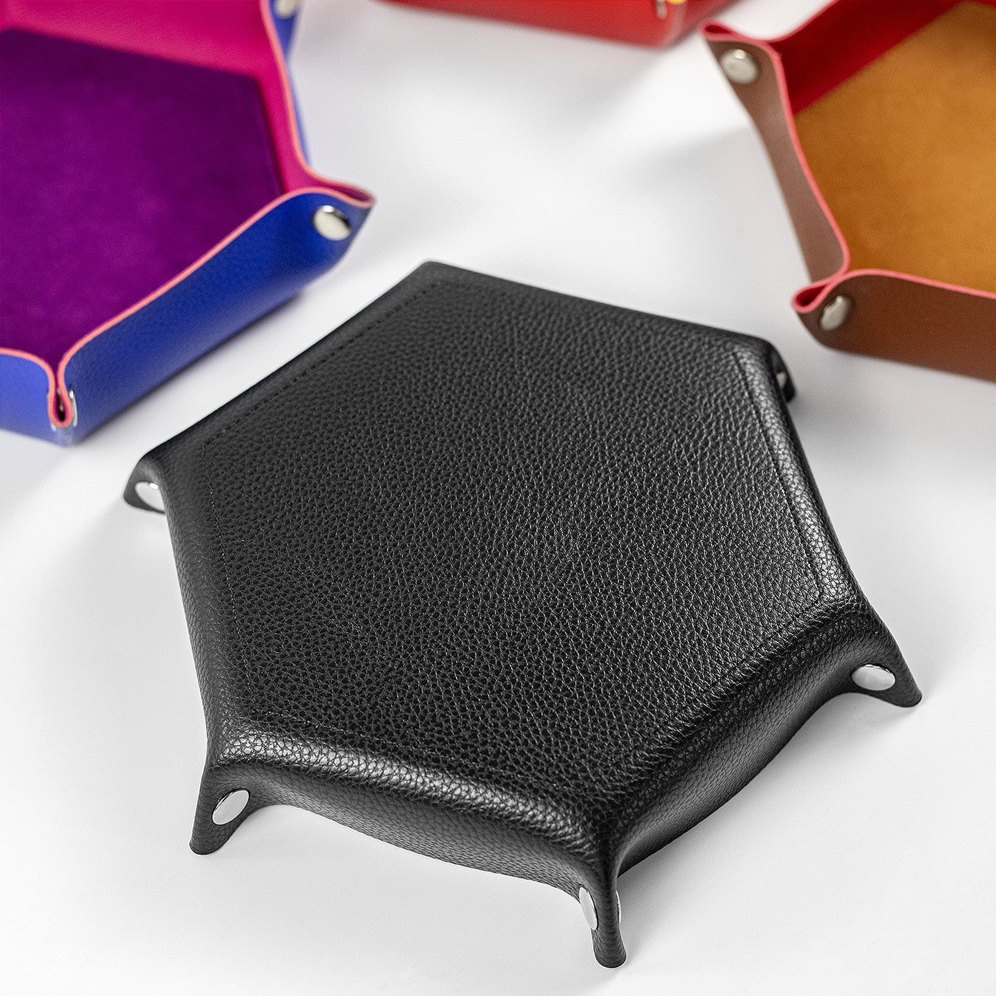 六角形の折りたたみ式ダイストレイデスクトップ収納ボックス