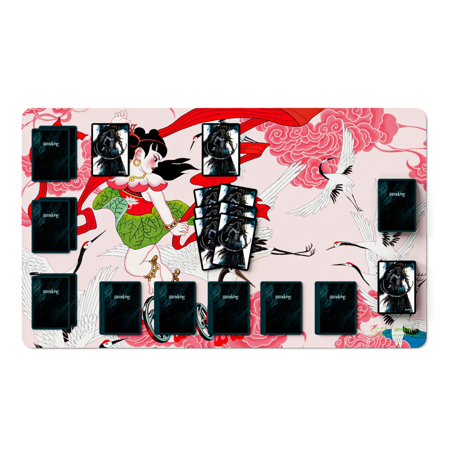 Ne Zha Conquers the Dragon King Playmat - Battles the Celestial Crane