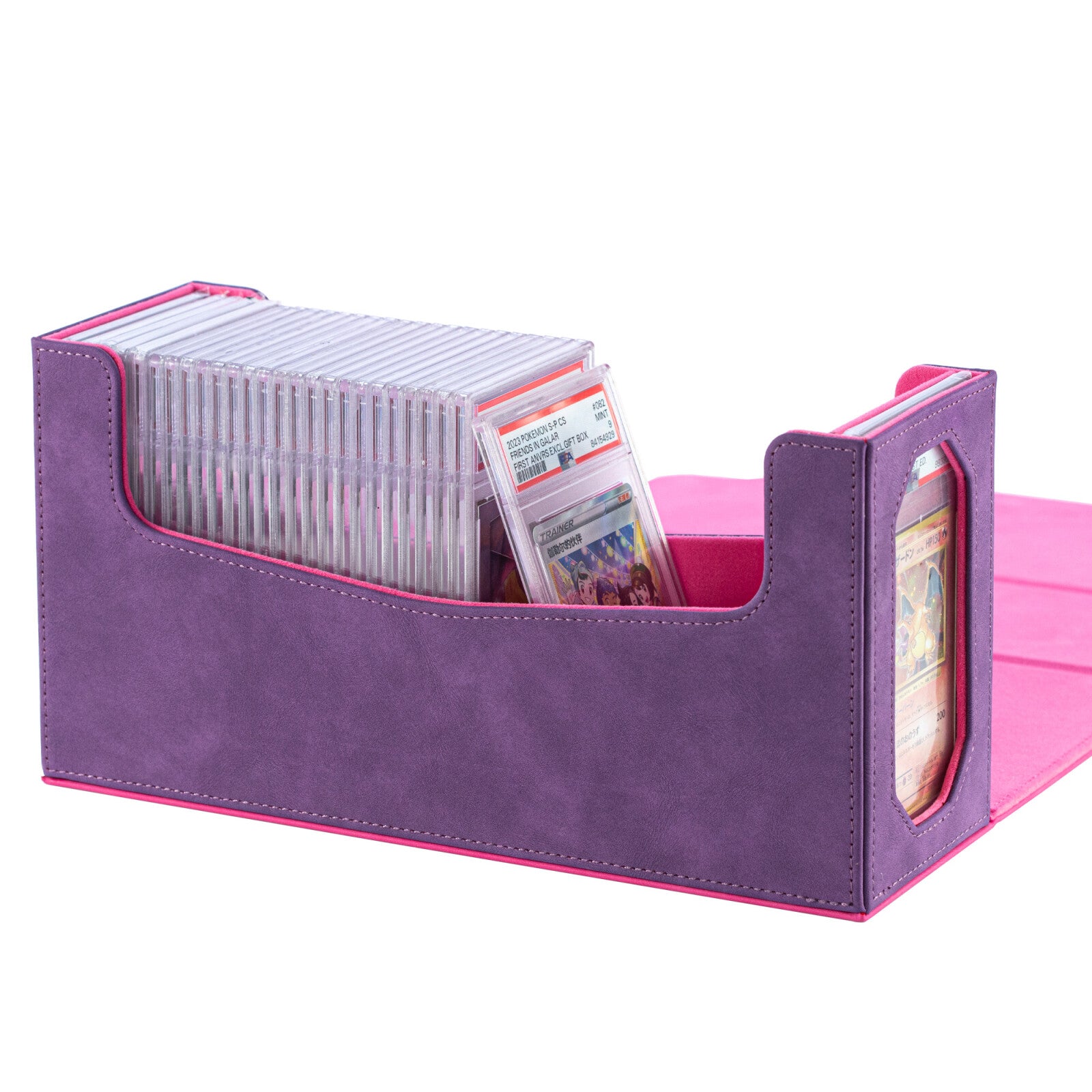 Sanseking Graded Card Deck Storage Box for PSA Slabs | PU Leather