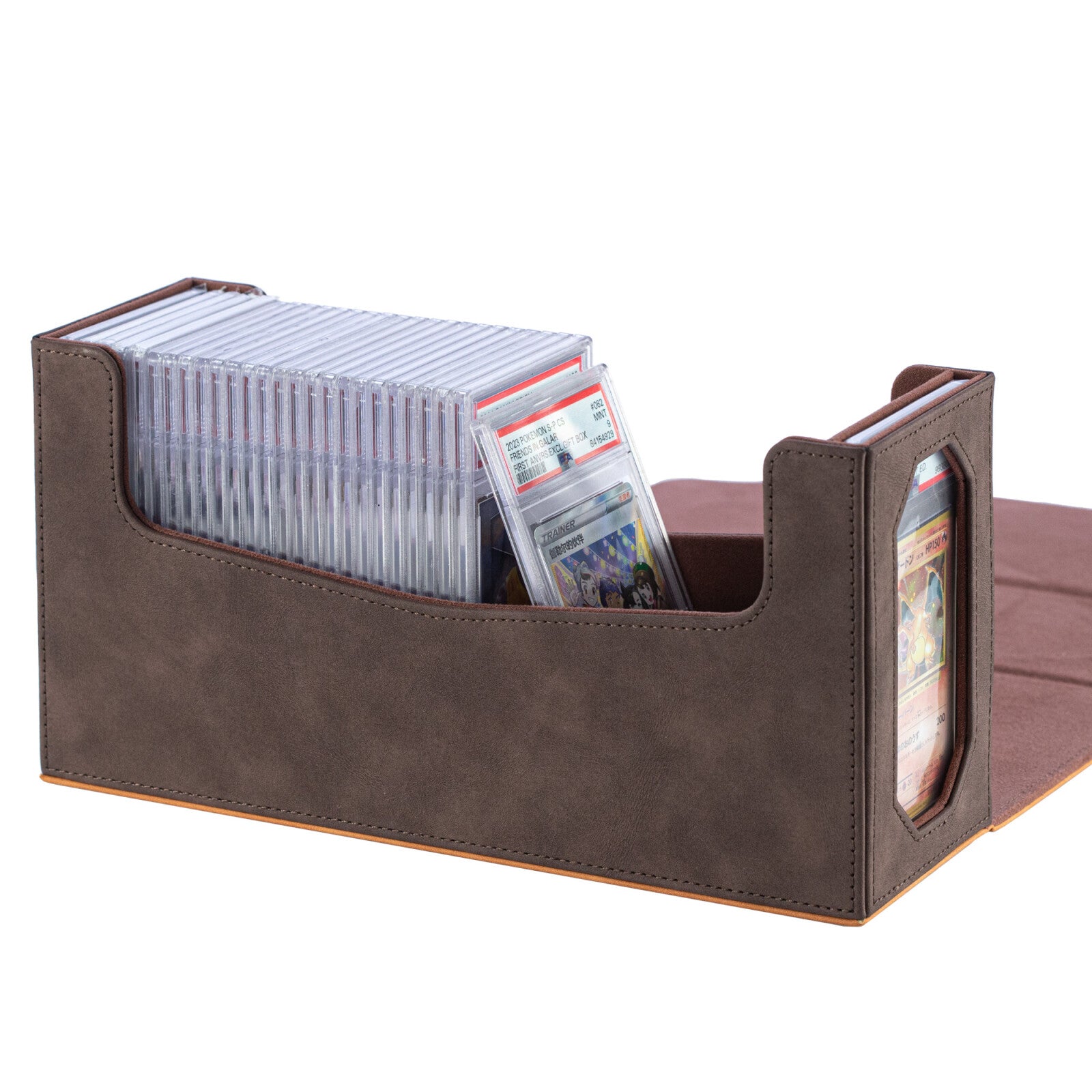 Sanseking Graded Card Deck Storage Box for PSA Slabs | PU Leather