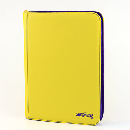 Classeur à cartes 9 pochettes en PU jaune 