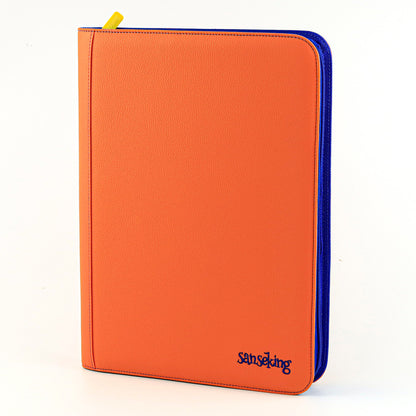 Classeur à fiches 9 pochettes en PU orange