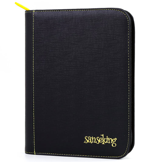 Black Grid 4/9/12-Pocket PU Binder with Waffle Pages