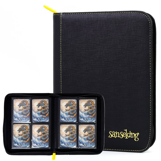 Black Grid 4/9/12-Pocket PU Binder with Waffle Pages