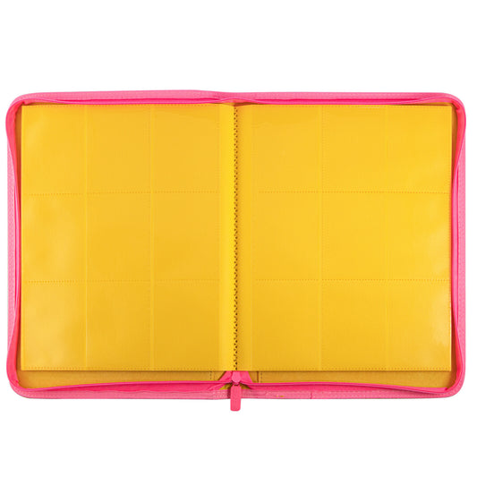 Coral Binder Series PU Leather Zipper 9-Pocket Coral Yellow