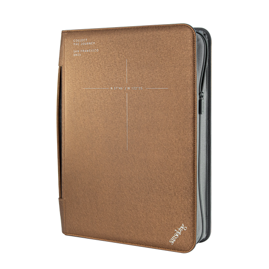 ARK-05 dark brown 16-pocket handheld card binder front view