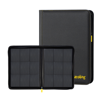 AXIS-01 Black 9-Pocket Trading Card Binder – open and closed binder comparison