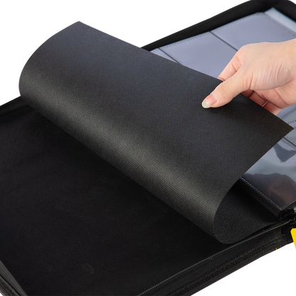 AXIS-01 4/9/12-Pocket Black Trading Card Binder – protective non-woven divider page